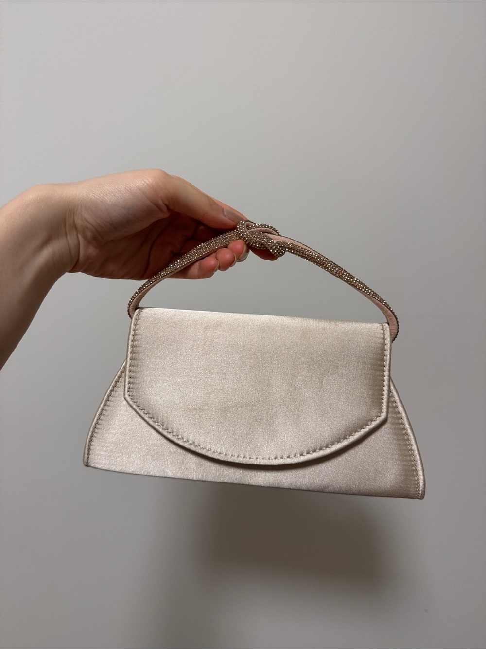 Elegant Satin Top-Handle Evening Bag in Champagne